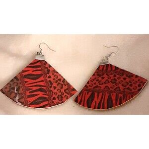 New tribal large laser cut lightweight 2.5" drop laminated earrings pink